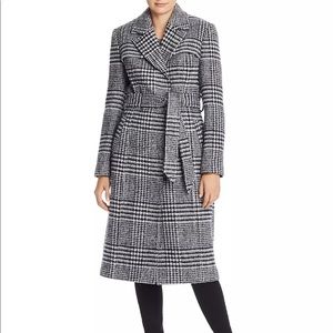 🆕 Cole Haan Belted Houndstooth Wrap Coat Size 12
